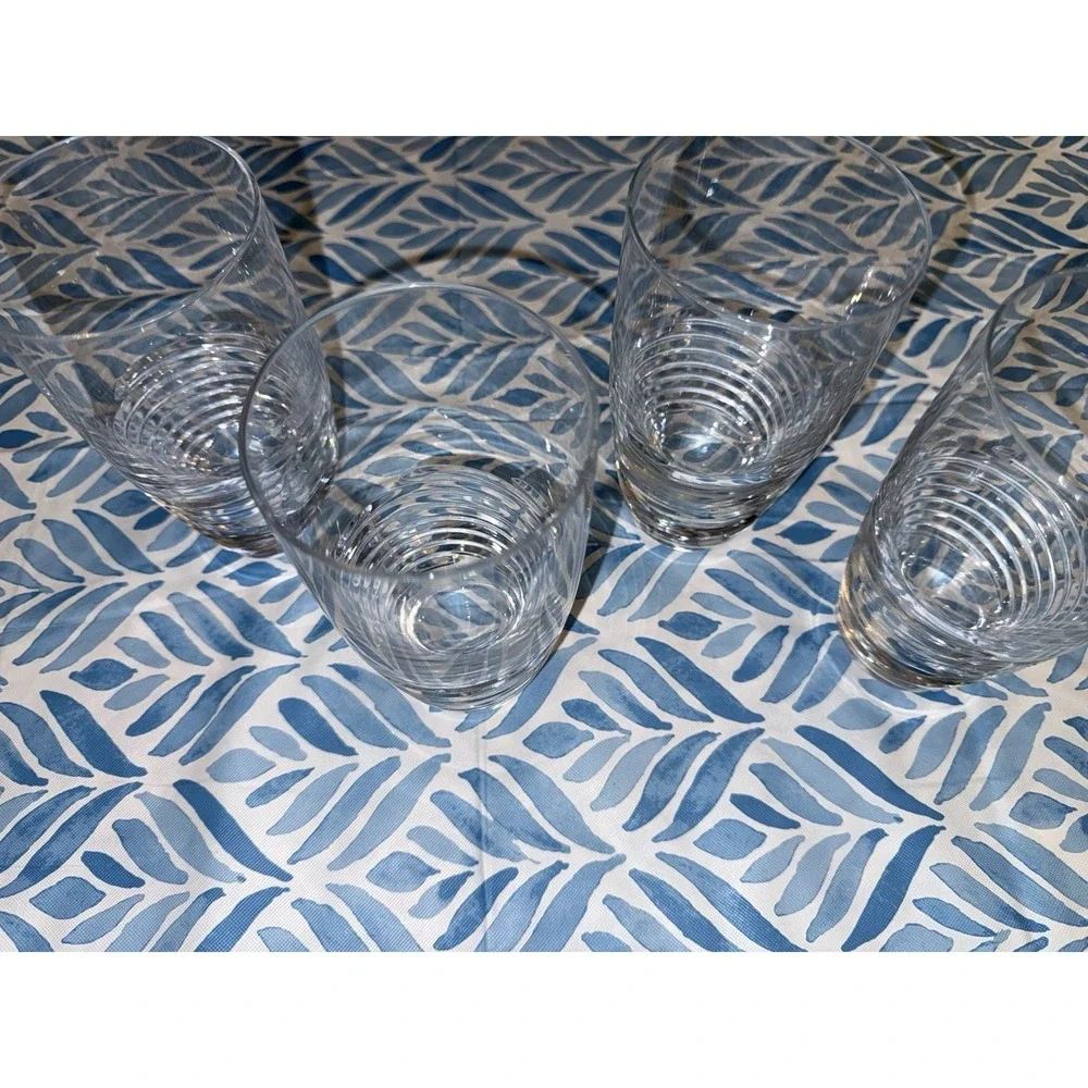4 Crystal ROGASKA Highball Glasses Rogaska Vortex Drinking Glasses Clear Spiral